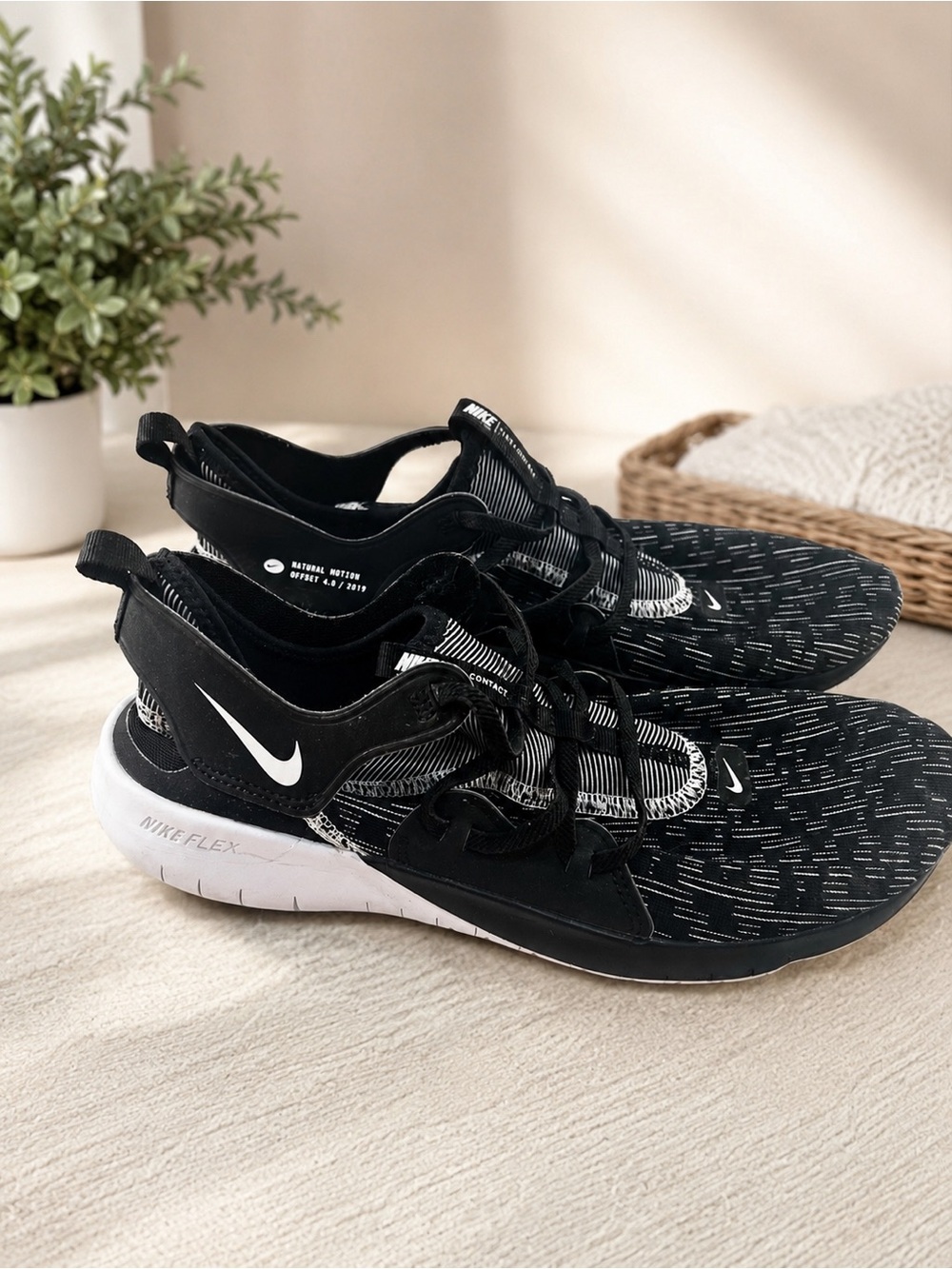 Nike Black & White Flex Run Training Sneakers